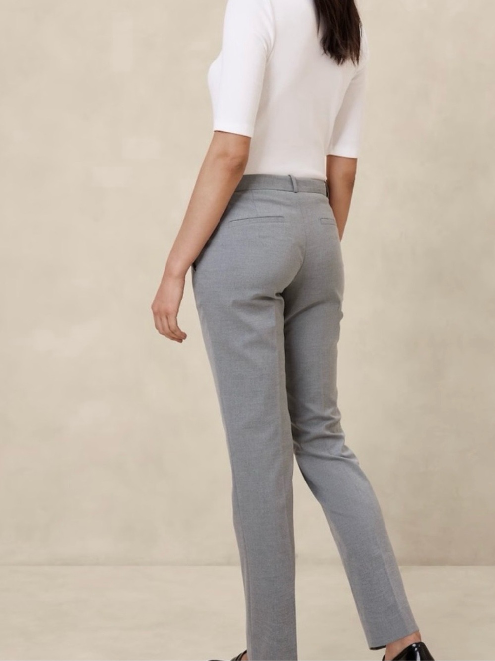 Banana Republic Light Gray Tailored Straight-Leg Trousers